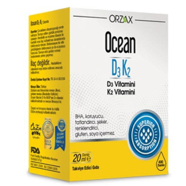 Orzax Ocean D3K2 Vitamin Takviye Edici Gıda - Damla 20ml - Orzax