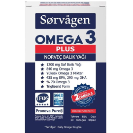 Sorvagen Omega 3 Plus Balık Yağı Taviye Edici Gıda 60 Yumuşak Kapsül - Sorvagen